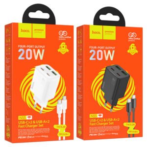 Wall charger dual USB-A and dual Type-C ports fast  PD20W  set