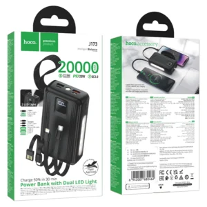 20000mAh Power Bank with 4 Built-in Cables